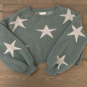 altard state green star cropped sweater size small